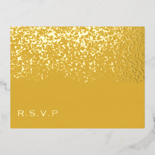 Tumeric and Gold Foil Wedding RSVP Holiday Postcard