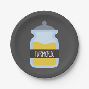 Tumeric yellow spice paper plate