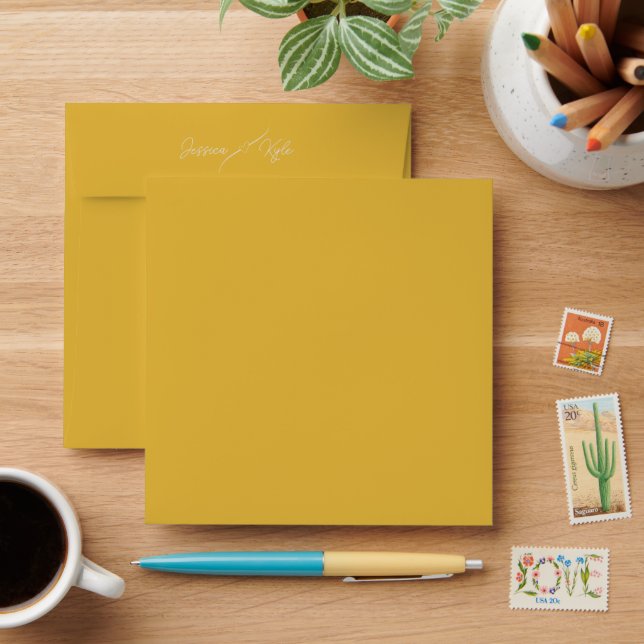 Tumeric Yellow Wedding Stationery Coloured Envelope (Desk)