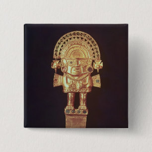 Tumi or ceremonial knife in shape of Naylamp 15 Cm Square Badge