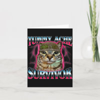 Tummy Ache Survivor Cat Meme Funny Saying Cats Ani
