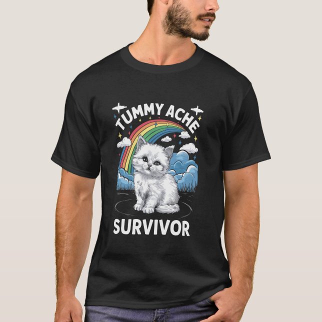 Tummy Ache Survivor Cat T-Shirt (Front)