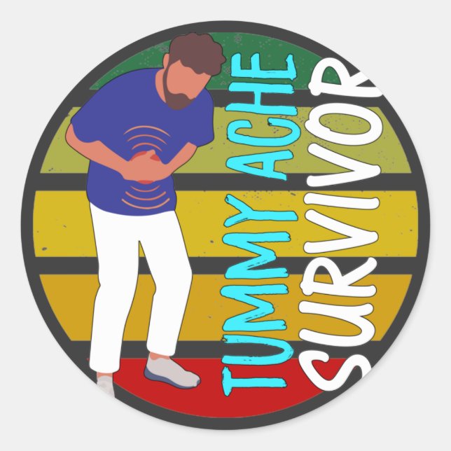 Tummy Ache Survivor  Classic Round Sticker (Front)
