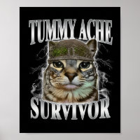 Tummy Ache Survivor Funny Cat Meme