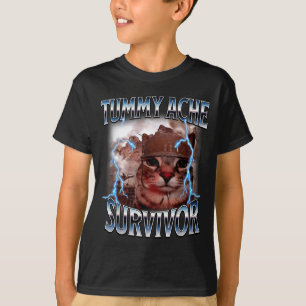 Tummy ache survivor funny cat meme survived today' T-Shirt