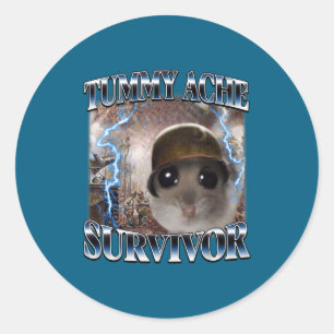 Tummy Ache Survivor Hamster Meme Funny Saying Hams Classic Round Sticker