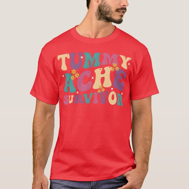 Tummy Ache Survivor Retro 70s family T-Shirt (Front)