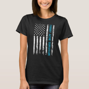 Tummy Ache Survivor USA Flag IBS Stomachache 2 T-Shirt