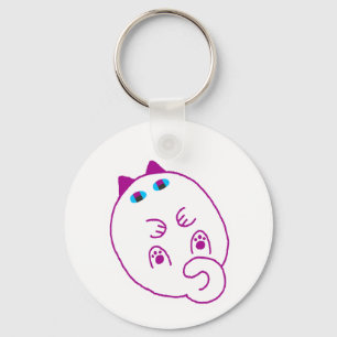 Tummy Chonky White Cat Keychain