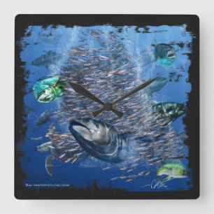 Tuna and Bait Wall clock