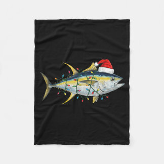Tuna Fish Christmas Lights Festive Funny Xmas Fleece Blanket