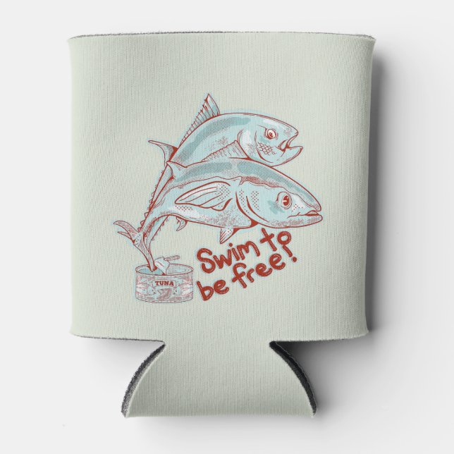 Tuna Fish esacping a tin Can Cooler (Front)