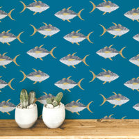 Tuna Fish Nautical Teal Green Art