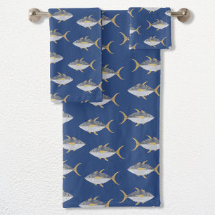 Tuna Fish Pattern Bath Towel Set
