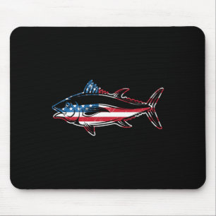 Tuna Fishing American Flag Giant Bluefin Fish Fish Mouse Pad
