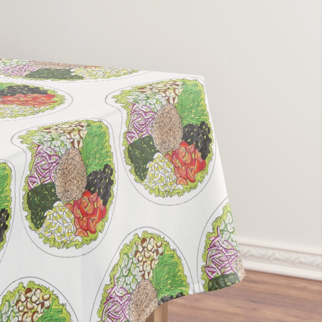 Tuna Nicoise Salad Eggs Tomatoes Olives Potatoes  Tablecloth (In Situ)