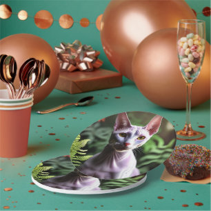 Tuna The Hairless Canadian Cat,  Paper Plate