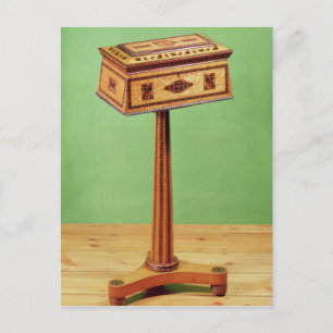 Tunbridge-ware tea poy postcard