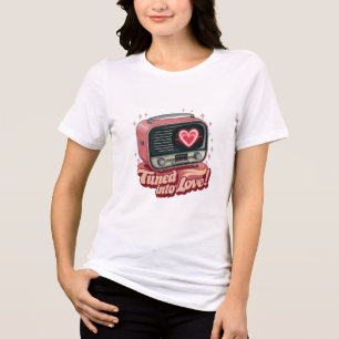 Tuned Into Love Retro Radio Design Tri-Blend Shirt