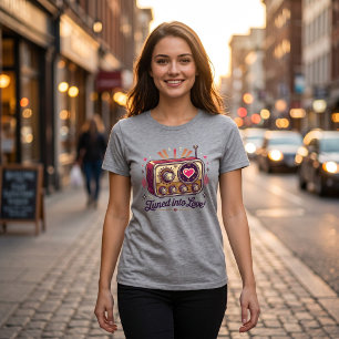 Tuned Into Love Retro Radio Design Tri-Blend Shirt