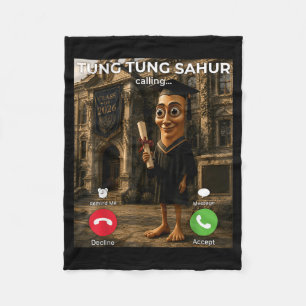 Tung Tung Sahur Calling Meme Graduation Graduation Fleece Blanket