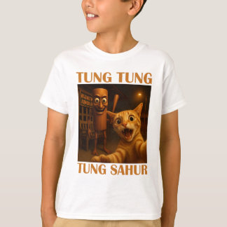 tung tung sahur cat selfie Funny Italian Brainrot T-Shirt