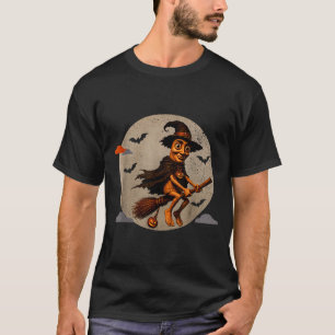 Tung Tung Sahur Flying Witch Costume Halloween T-Shirt