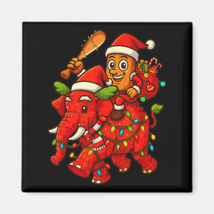 Tung Tung Sahur Riding Elephant Christmas Italian  Magnet