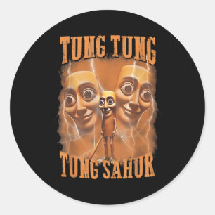 Tung Tung Tung Sahur Funny Meme Brainrot Humour Ge Classic Round Sticker