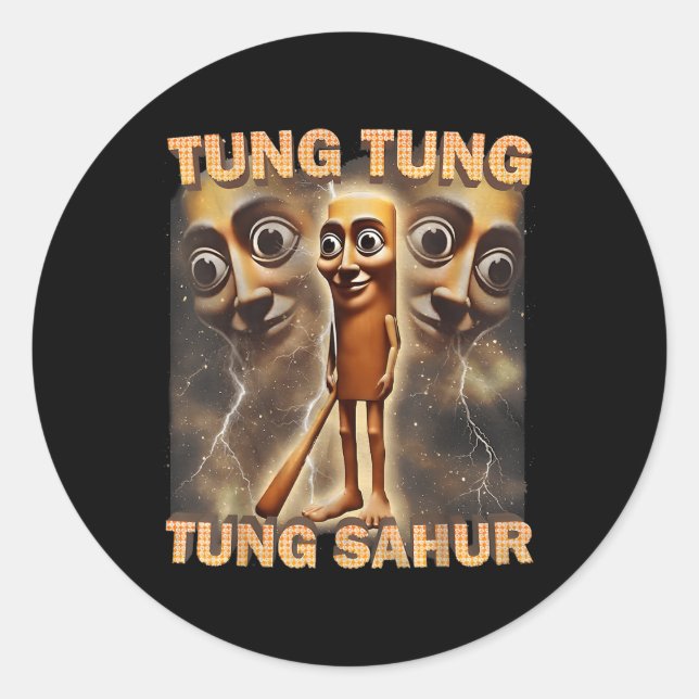 Tung Tung Tung Sahur Funny Meme Brainrot Humour Ge Classic Round Sticker (Front)