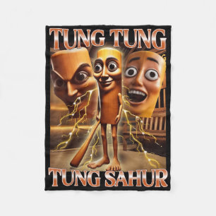 Tung Tung Tung Sahur Italian Brainrot Meme Fleece Blanket