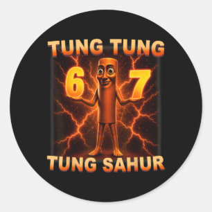 Tung Tung Tung Sahur Six Seven 67 Meme For Kid Classic Round Sticker