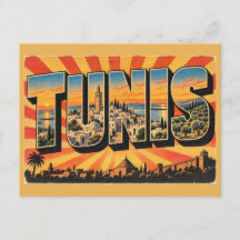Tunis Medina Lagoon Olive Hills Vintage Travel Art