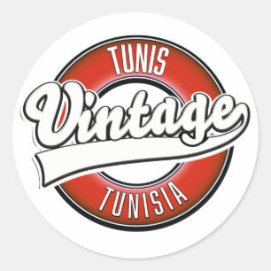 Tunis Tunisia vintage style logo Classic Round Sticker