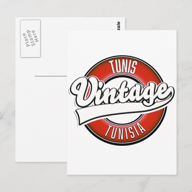Tunis Tunisia vintage style logo Postcard (Front/Back)