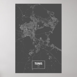 Tunis, Tunisia (white on black) Poster