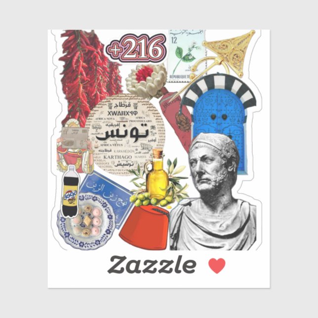 Tunisia Collage Sticker Design | Tunisian Culture  (Sheet)