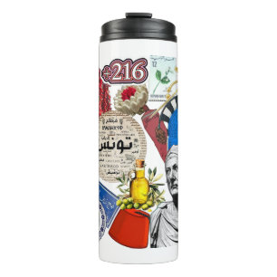 Tunisia Collage Sticker Design Tunisian Culture Thermal Tumbler