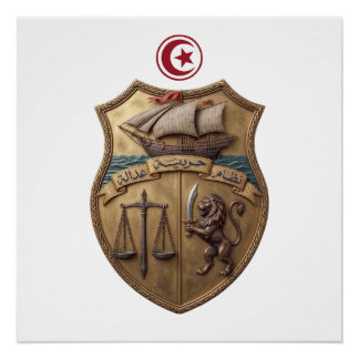 Tunisia country coat arms symbol emblem flag poster