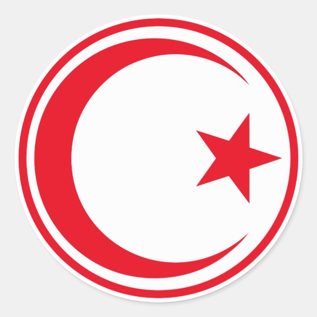 Tunisia country flag roundel round symbol army nat classic round sticker (Front)