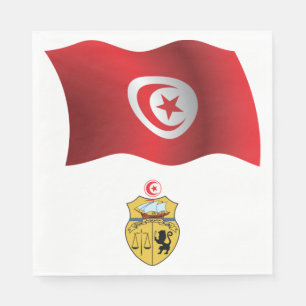 Tunisia Flag and Coat of Arms Patriotic Tunisian  Napkin