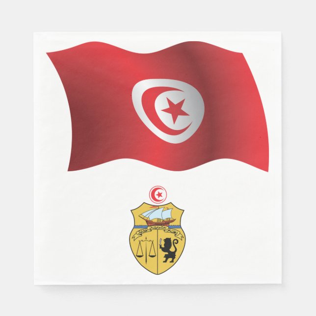 Tunisia Flag and Coat of Arms Patriotic Tunisian  Napkin (Front)