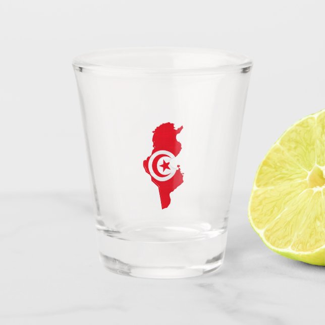 Tunisia flag and map shot glass (Front)