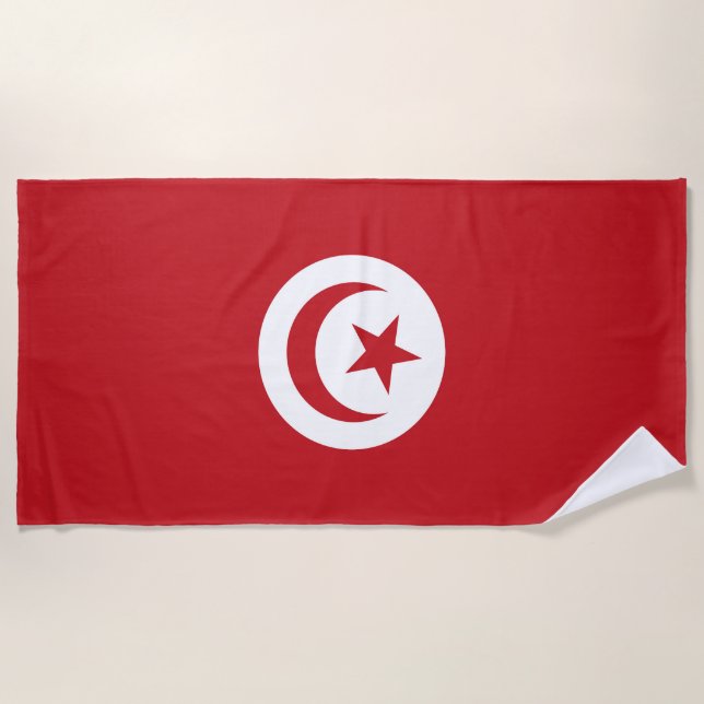 Tunisia flag beach towel (Front)