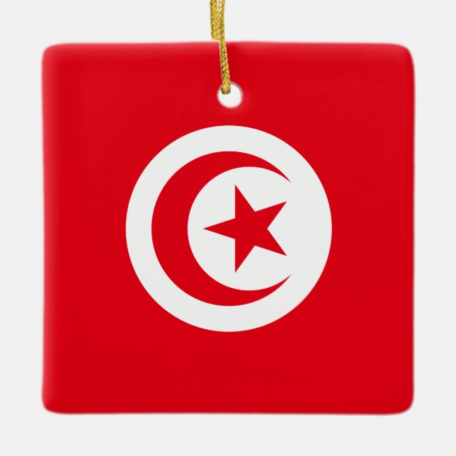 Tunisia Flag Ceramic Ornament (Front)