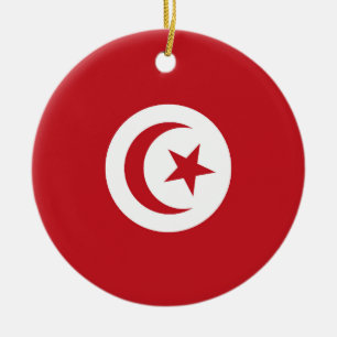 Tunisia flag ceramic tree decoration
