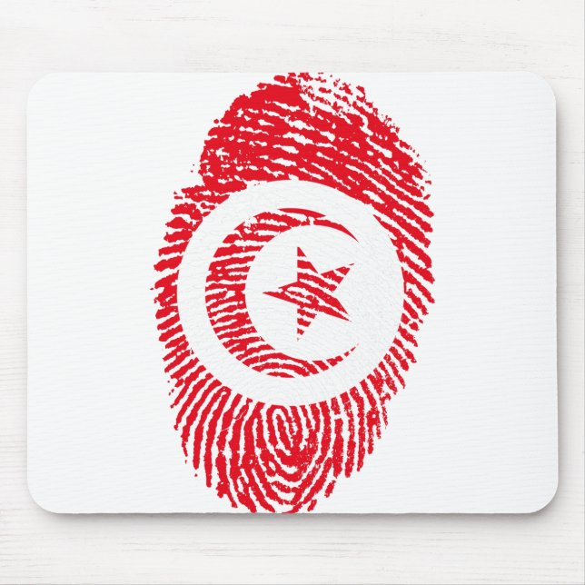 Tunisia Flag Fingerprint Country Pride Mouse Pad (Front)