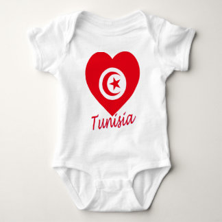 Tunisia Flag Heart Baby Bodysuit
