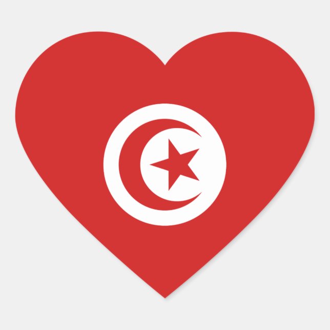Tunisia Flag Heart Sticker (Front)
