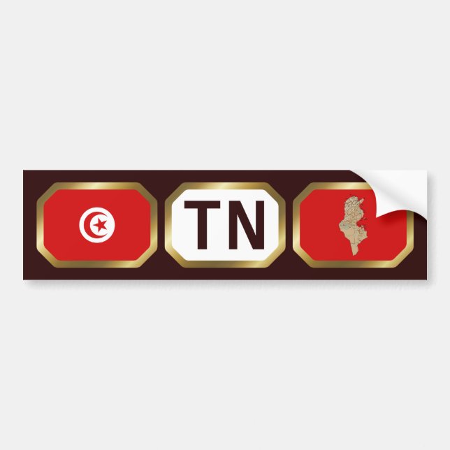Tunisia Flag Map Code Bumper Sticker (Front)